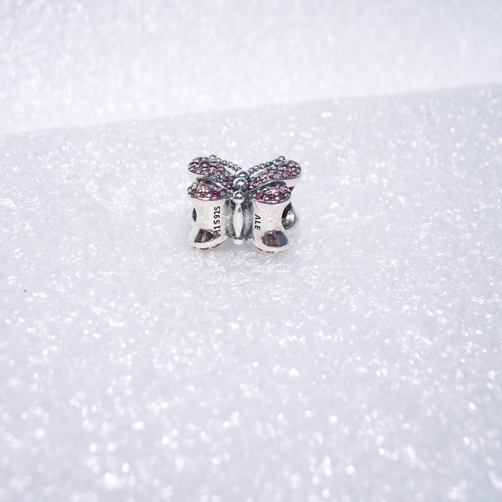 Pandora Dazzling PINK Butterfly Bracelet Charm - Picture 8 of 8